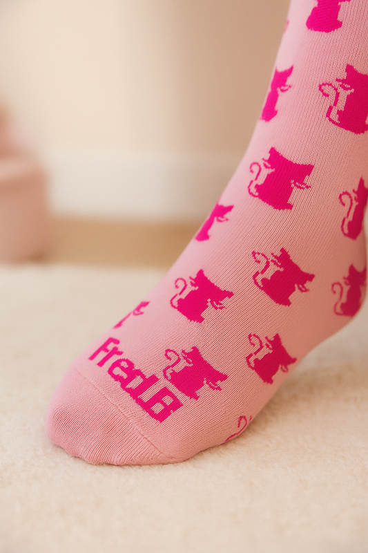 Pink Silhouette Cat socks